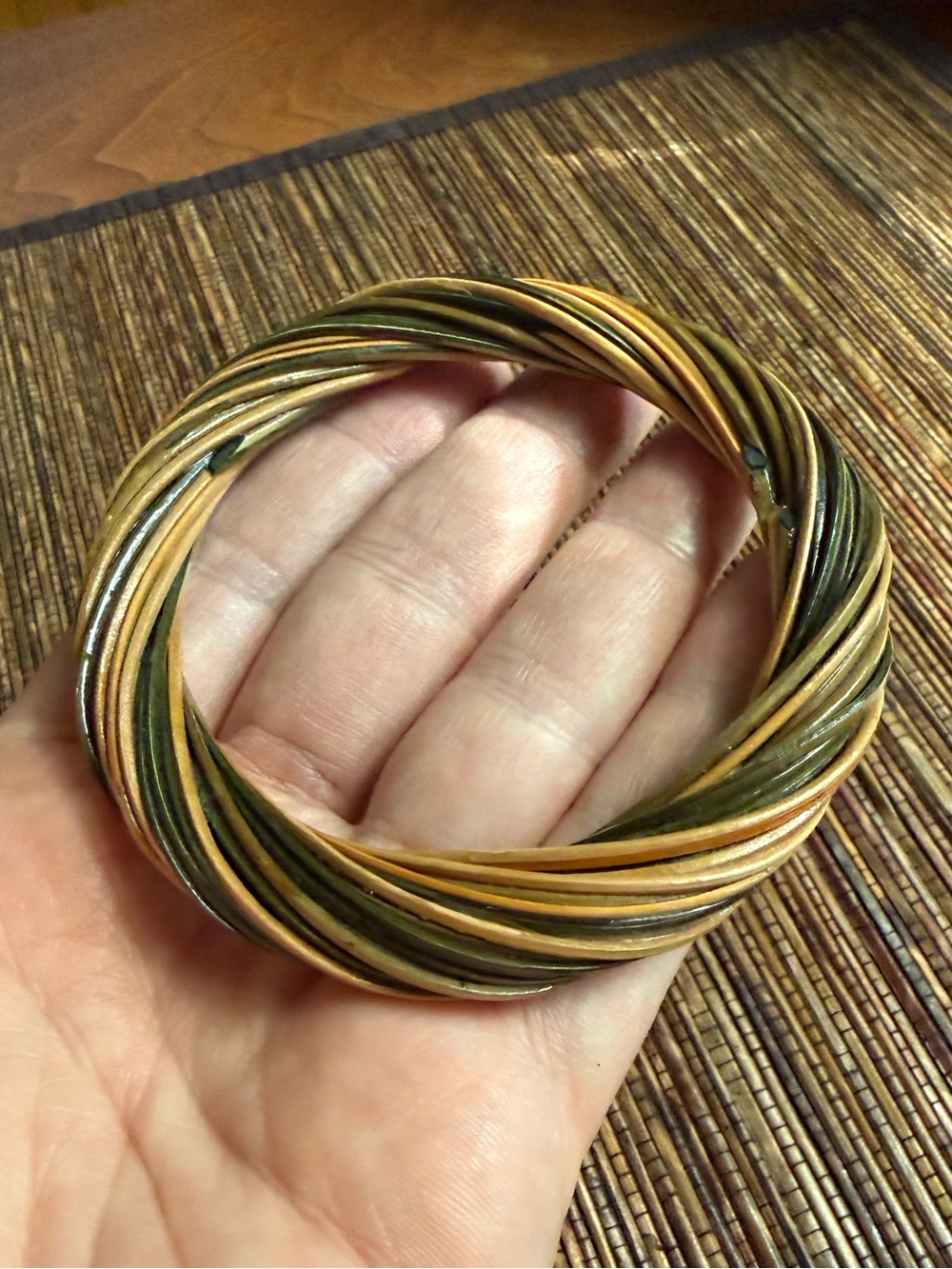 Twisted Rattan Bangle Sweetgrass Pine Needle Bracelet Artisan Boho